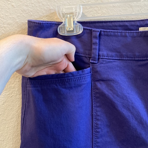 LOFT Purple Cotton High Rise Waist Pants with Front & Back Pockets - Picture 6 of 16